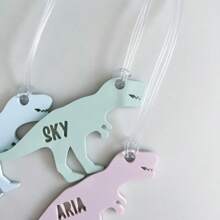 1pc Dinosaur Acrylic Custom Hollow Name Backpack Tag All Season Dinosaur Shape Christmas Tree Tag, Cute Backpack Tags Dinosaur Name Tag Bag Tags For Kids Custom Keychain For School - Dinosaur Name Tag - View 5