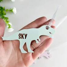 1pc Dinosaur Acrylic Custom Hollow Name Backpack Tag All Season Dinosaur Shape Christmas Tree Tag, Cute Backpack Tags Dinosaur Name Tag Bag Tags For Kids Custom Keychain For School - Dinosaur Name Tag - View 6