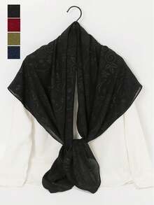 1pc Bandana With Paisley Flower Embossed Chiffon Large Square Scarf, Neck Scarves, Head Wraps - Multicolor - View 11
