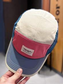 5 片拼色软顶棒球帽，男女通用休闲工作服复古风格，四季防晒可折叠棒球帽，街头服饰 - 棒球帽 - 查看 4