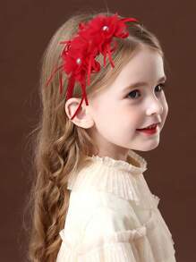 7/1pc Pear Mesh Hairbands Headband With Artificial Flowers, Cocktail, Wedding,Holiday Party Photo Shoot Dress Up Hair Accessories