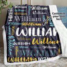 个性化定制文字，厚羊毛毯，柔软温暖的午睡毯，适用于沙发、办公室床、露营旅行、多用途节日礼物毯 - 彩色 - 查看 2