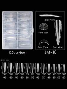 120片/盒凝胶美甲贴片套装，预成型假指甲，适用于凝胶抛光，可轻松卸除延长亚克力假指甲贴片，水晶美甲模具（无需纸模），适用于快速UV/LED延长，双头延长工具，按压式美甲贴片，美甲用品 - 無色 - 查看 23