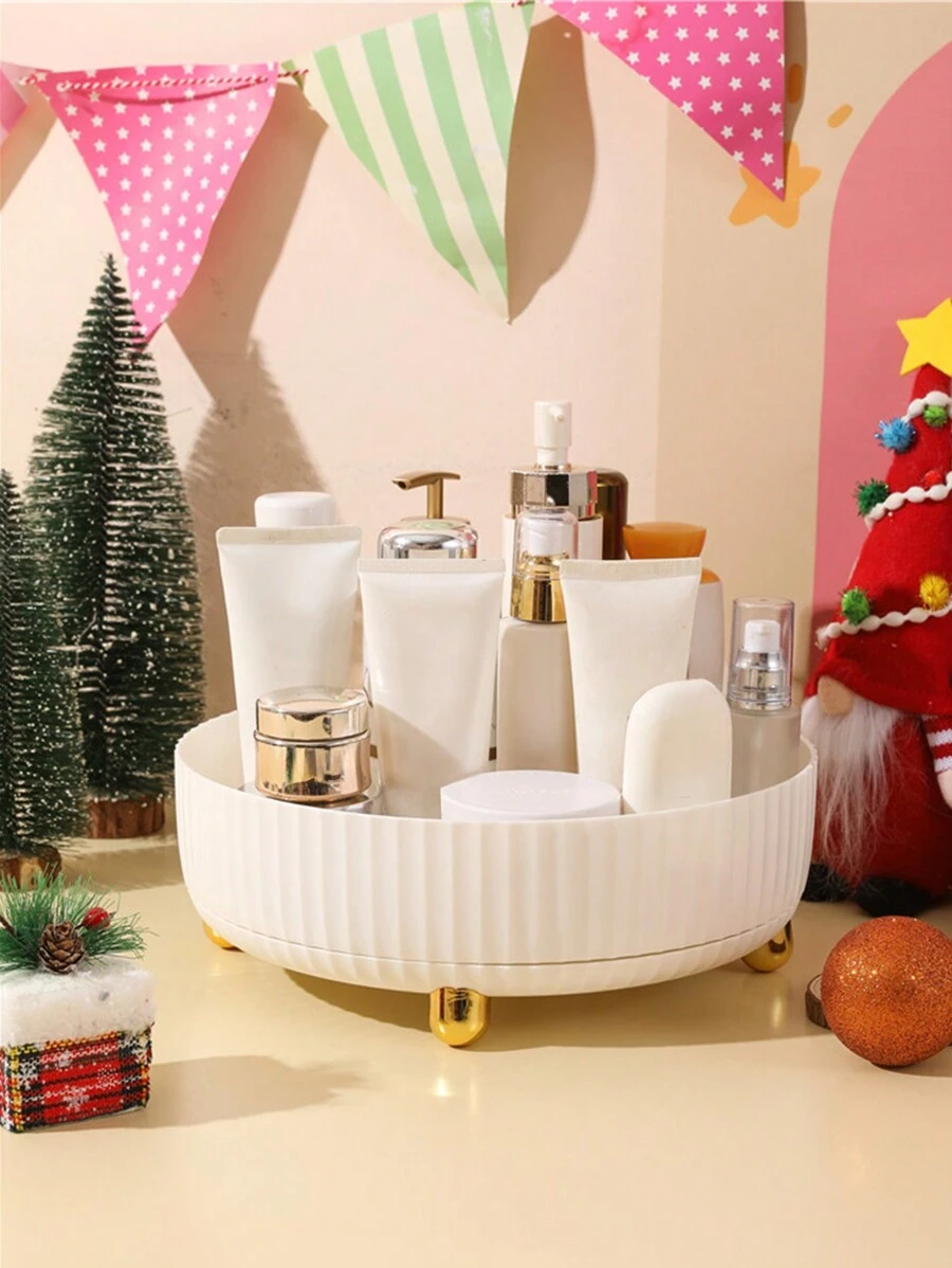 Multifunctional Rotatable Cosmetic Storage Box, 1pc Large Capacity Makeup Organizer, Desk Organizer Fits Face Moisturizer, Perfume, Facial Cleanser, Storage Bucket For Countertop Vanity, Kitchen And Bathroom, Gift For Women And Girls-White,Room,Home,Bedroom,Bathroom,House,Pink Room,Living Room Decor,Travel Stuff,Gift Bag,Gifts For Mom,Dad,Men,Friends,Teacher,Birthday,Wedding,Desk,Shelves,Accessories,Gift Boxes,Funny Gift,Storage ,Jewellery Box,Pouch,Makeup Brush Holder,Brush Holder,Perfume Organiser,Pouch Bag,Room Decor - White - View 1