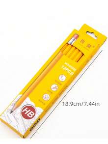 12 支 HB 木制铅笔，六角形，黄色木杆和橡皮擦顶部，书写流畅 - 黃色 - 查看 2
