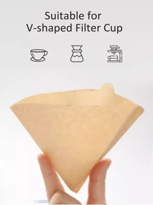 Brutelle 1张 V02 V型手动滴滤咖啡滤纸，适用于V01和V02滤杯，白色，适合家庭、办公室、咖啡角和旅行使用。 - 白色錐形 - 查看 8