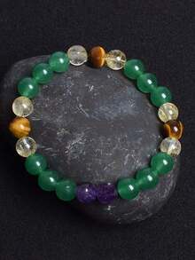 1 件财富招财手链 - 黄水晶和绿色东陵石富足与繁荣 - 紫水晶治愈好运手链，男女皆宜 - 彩色 - 查看 3