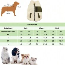 1pc Beige Fleece Lambswool Zipper Pocket Patchwork Pet Jacket Suitable For Cats/Small Dogs Autumn Winter Outdoor Warm Coat - Beige - View 11