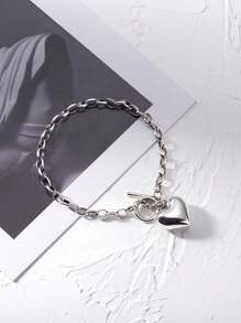 OT 扣爱心手链纯银女款ins小众设计冷酷风格轻奢感 - OT扣愛心手鍊 - 查看 8