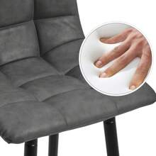 CLIPOP Bar Stools Set Of 2 Faux Leather Breakfast Dining Chairs With Backrest And Metal Legs, High Dining Stools For Bar Pub Kitchen Counter Island - Grey - View 10