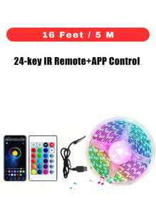 aiinnew 1pc 1m-15m/3.3ft-50ft Smart RGB LED Strip Light, Bi-Directional Control, With 24-Key Remote And Smartphone App Control, Suitable For TV Backlight, Bedroom, Living Room And Party Lighting Decoration - White - View 16
