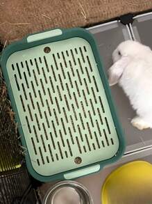 1 件双层镂空设计兔子猫砂盆，易于清洁的小型宠物厕所托盘适用于宠物兔子、仓鼠角落厕所盒清洁用品 - 彩色 - 查看 6