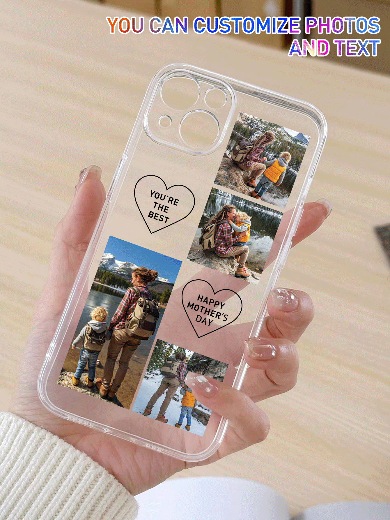 1pc Customized Personalized Phone Case With 4 Different Photos