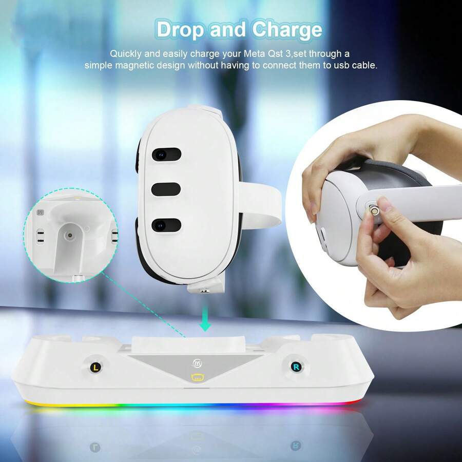 Charging Dock For Meta Quest 3 VR Controller And Headest Fast