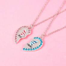 2 pièces/ensemble Collier pendentif cœur papillon mignon pour filles. Colliers d'amitié BFF. Bijoux d'amis les meilleurs. Cadeau pour la Saint-Valentin, maman, mère, Fête des mères