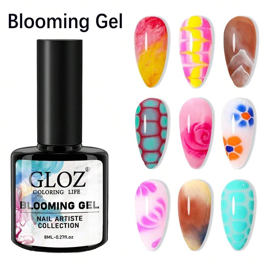 GLOZ 绽放凝胶指甲油，透明UV LED花朵凝胶，打造大理石、天然石材、水彩花卉印花效果，可卸除凝胶美甲DIY设计，女士美甲艺术礼物
