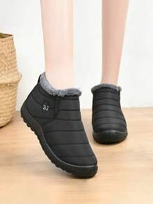 全新儿童户外运动鞋，保暖内衬，防水防滑，适合男孩和女孩，秋冬季 - 黑色 - 查看 2