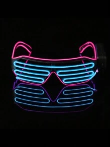 1 副无线 LED 百叶窗眼镜（带电池），荧光发光眼镜，适用于舞台表演、派对、夜总会，女士时尚眼镜，女士太阳镜，秋冬服装海滩配饰，复古 Y2k 基本款商务休闲礼品，适合夏季海滩度假、户外、旅行 - 彩色 - 查看 17