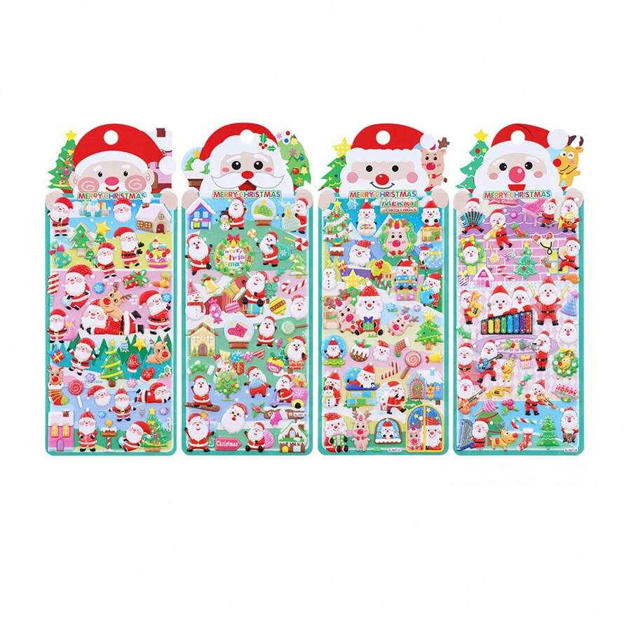 2 miếng dán xốp Giáng sinh phong cách ngẫu nhiên, hình nổi 3D, hình ông già Noel, tuần lộc, bông tuyết, trang trí tiệc, hình dán không khí lễ hội Giáng sinh để trang trí cốc, sổ tay, máy tính, điện thoại, hộp đựng bút chì, v.v. - Nhiều màu - Xem 1