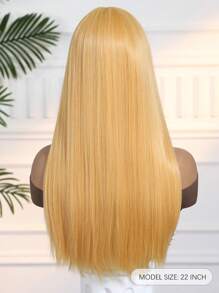 HAIRCUBE 24 英寸棕色挑染和红色假发，带刘海，女士长直发假发，华丽时尚合成假发，适合派对日常使用 - 黃色 - 查看 7