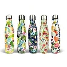 Stainless Steel Thermal Bottle With Floral Print 500ml Fitness Gym - ZALLUNA SC - 白色碎花 - 查看 8