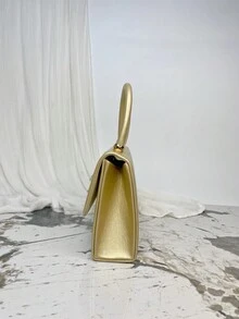 Moonlit Eve Bag One 金色 PU 皮革女士晚宴手提包，带水钻细节，适合鸡尾酒会、晚会、婚礼，搭配晚礼服和新娘礼服，是情人节、婚礼、生日、新年的绝佳礼物 - 金色 - 查看 4