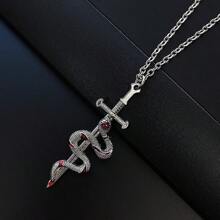 朋克风格水钻天使翅膀和吊坠项链，钛钢，适合男女日常佩戴，礼物 - 銀色 - 查看 13