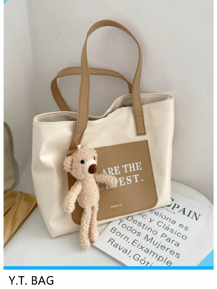 Đúng mốt , Tối giản , Giải trí , Đồ họa Chữ cái Túi tote đeo vai Với trang trí túi Cho cô gái , Cô gái tuổi teen - Nhiều màu - Xem 1