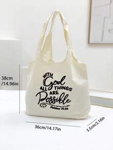 Túi Tote Mẹ Bà Dung Tích Lớn - Túi Đeo Vai Thời Trang Cho Túi Xách Thường Ngày & Mua Sắm Của Phụ Nữ - Ý Tưởng Quà Tặng Hoàn Hảo Túi Tote Vải Lanh Dung Lượng Lớn Cho Phụ Nữ, Chữ Cái 'WITH ALL God THINGS ARE Dosible', Quà Tặng Tốt Nghiệp Túi Tote Giáo Viên Thời Trang In Chữ Quà Tặng Trường Học - Nhiều màu - Xem 10