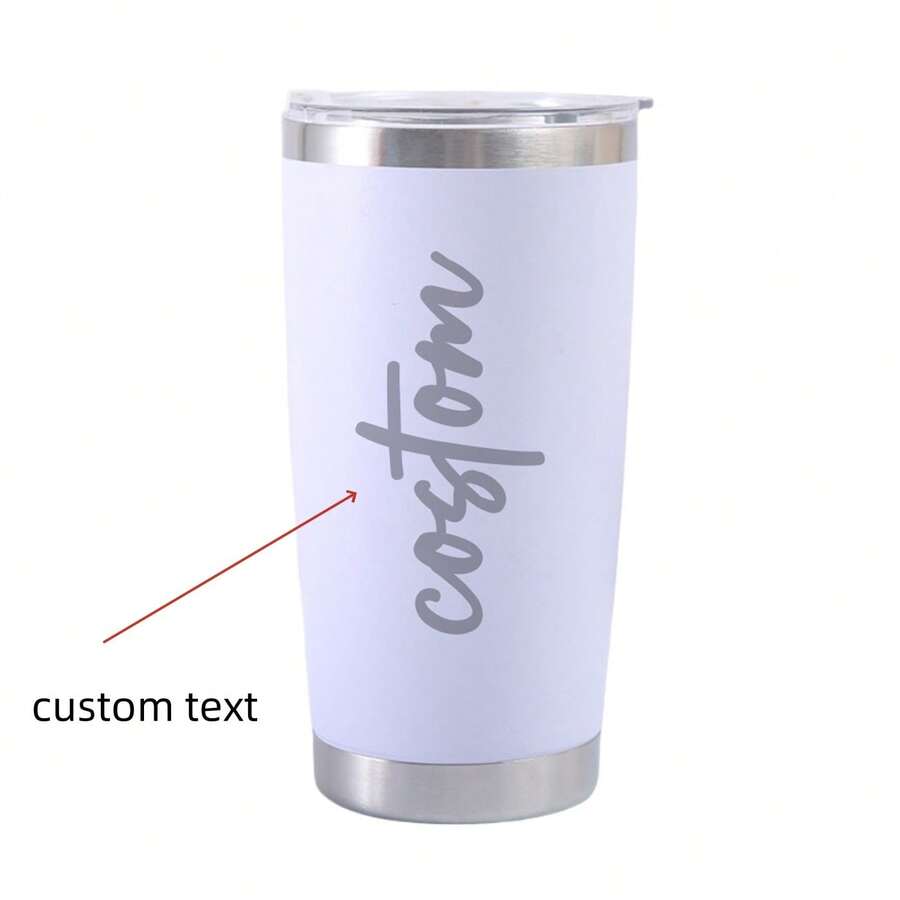 可定制不锈钢汽车杯，DIY 雕刻马克杯，个性化杯子，简约时尚的玻璃杯，保持饮料凉爽，派对用品，雕刻名字生日礼物，情人节/圣诞节/礼物 - 白色 - 查看 1