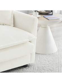 Mid-Century Modern Couch 3-Seater Sofa With 2 Armrest Pillows And 3 Toss Pillows, Couch For Living Room White Chenille,FurniHub