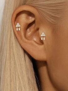 1 pieza Pendientes de plata de ley 925 con diseño asimétrico de espalda plana para cartílago y hélice, joyas para uso diario, boda, fiesta, compromiso, aniversario y San Valentín
