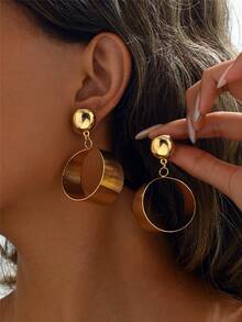2 件大号珠宝，夸张金色吊坠耳环，几何金属耳环，圆形，泪滴形长耳环，日常佩戴，约会，派对，度假耳环，送给她的礼物 - 彩色 - 查看 12