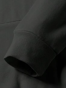 Men's Letter Print Drawstring Hooded Loose Sweatshirt, Casual Wear For Spring And Autumn, Long Sleeve Top - Grey - View 3