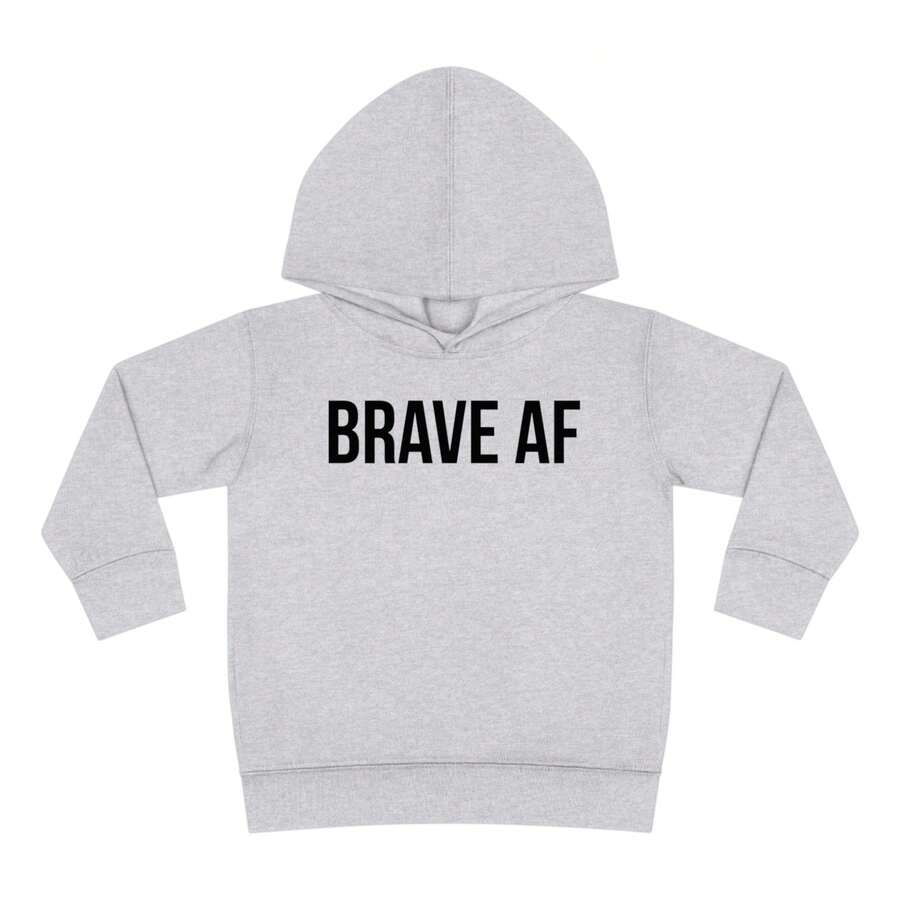 Brave AF Toddler Pullover Fleece Hoodie - 黑色 - 查看 1