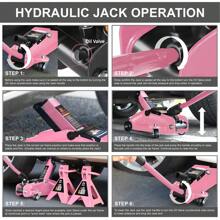 2 Ton For Truck SUV Pickup Low Profile Hydraulic Floor Jack+Ratchet Stands Pink - Pink - View 4