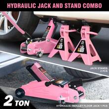 2 Ton For Truck SUV Pickup Low Profile Hydraulic Floor Jack+Ratchet Stands Pink - Pink - View 2