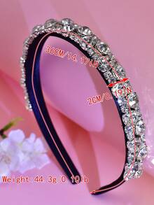 1 件经典银色水钻头带休闲时尚简约发饰节日派对生日派对礼物日常佩戴手工珠宝 - 銀色 - 查看 5