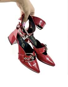 PATENT LEATHER SNEAKERS WITH BUCKLES - Red - View 2