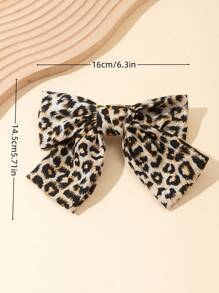 1pc Elegant & Cute Leopard Bow Spring Hair Clip - Multicolor - View 3