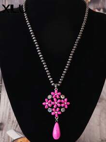 1 chiếc vòng cổ mặt dây chuyền ngọc lam hình thoi phong cách Trung Hoa thời trang, dây chuyền áo len cho nữ - vòng cổ - Xem 9