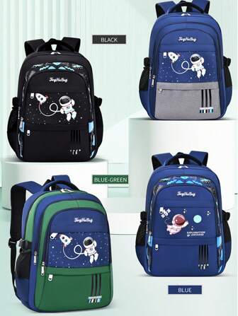 Kids Elementary School Backpack For Grades 1-6, 6-12 Years Old, Lightweight Dual Shoulder Backpack, Spaceman Design, Large Capacity, Cute &