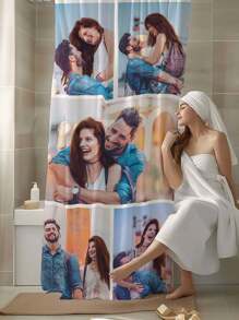 1 pieza Cortina de ducha personalizada con foto, cortina de ducha personalizada, decoración de baño de diseño elegante, impermeable, regalo de inauguración de la casa, regalo familiar, 6 tamaños disponibles, regalo único para cumpleaños, aniversario, Día de la Madre, Día del Padre, ideal para baño, dormitorio de chica, cortina de ducha de apartamento, regalo para familia, amigos, padres, colegas, regalo para él, regalo para ella, decoración de baño, decoración de otoño, accesorios de baño, vuelta al colegio