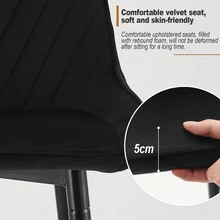 CLIPOP Bar Stools Set Of 2 Velvet Padded Breakfast Bar Chairs With Backrest And Metal Legs,Industrial High Back Dining Stools For Home Kitchen Counter Pub Island - Black - View 6