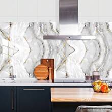 16 miếng dán gạch PVC họa tiết đá cẩm thạch tự dính, thích hợp cho trang trí nhà cửa, nhà bếp, phòng khách, tường và sàn phòng tắm, tự làm - Nhiều màu - Xem 4