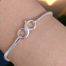 925 Silver Bracelet With Infinity Clasp For Charms - Bạc - Xem 1