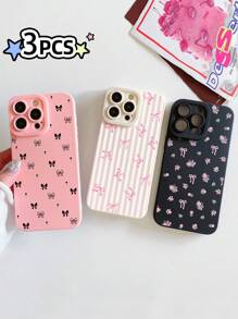 Bộ 3 ốp lưng điện thoại chủ đề Dopamine với thiết kế nơ, bảo vệ ống kính camera 360 độ, tương thích với iPhone 13/15/16/16 Pro Max/14 và dòng Galaxy, phiên bản quốc tế, không phải phiên bản nội địa. - Nhiều màu - Xem 2