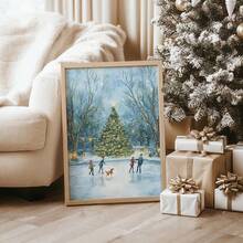 1/3 đồ trang trí Giáng sinh Tranh in Canvas Phong cảnh rừng mùa đông Nghệ thuật treo tường Trang trí Giáng sinh Trang trí ngày lễ Cây thông Noel Không có khung - Nhiều màu - Xem 5