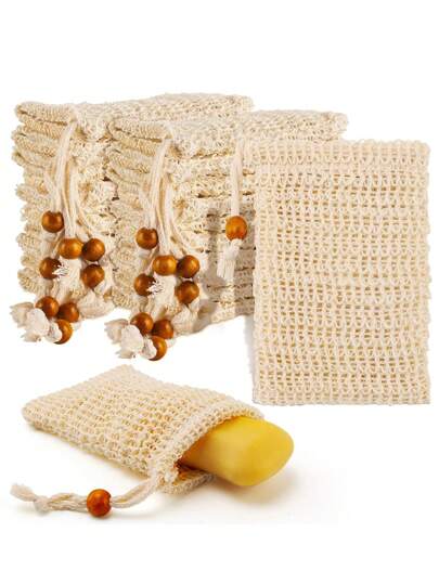 1 件/2 件/4 件亚麻肥皂泡沫袋，适用于淋浴去角质家居浴室装饰秋季装饰返校