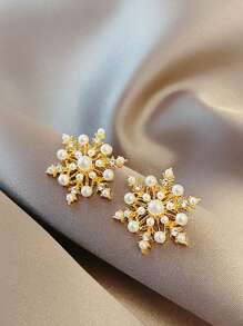 Bộ 6 món trang sức hoa tai thời trang thanh lịch hợp thời trang đính đá Rhinestone & ngọc trai kiểu Pháp dành tặng cho phụ nữ, thích hợp để đeo hàng ngày và lễ hội - Nhiều màu - Xem 3